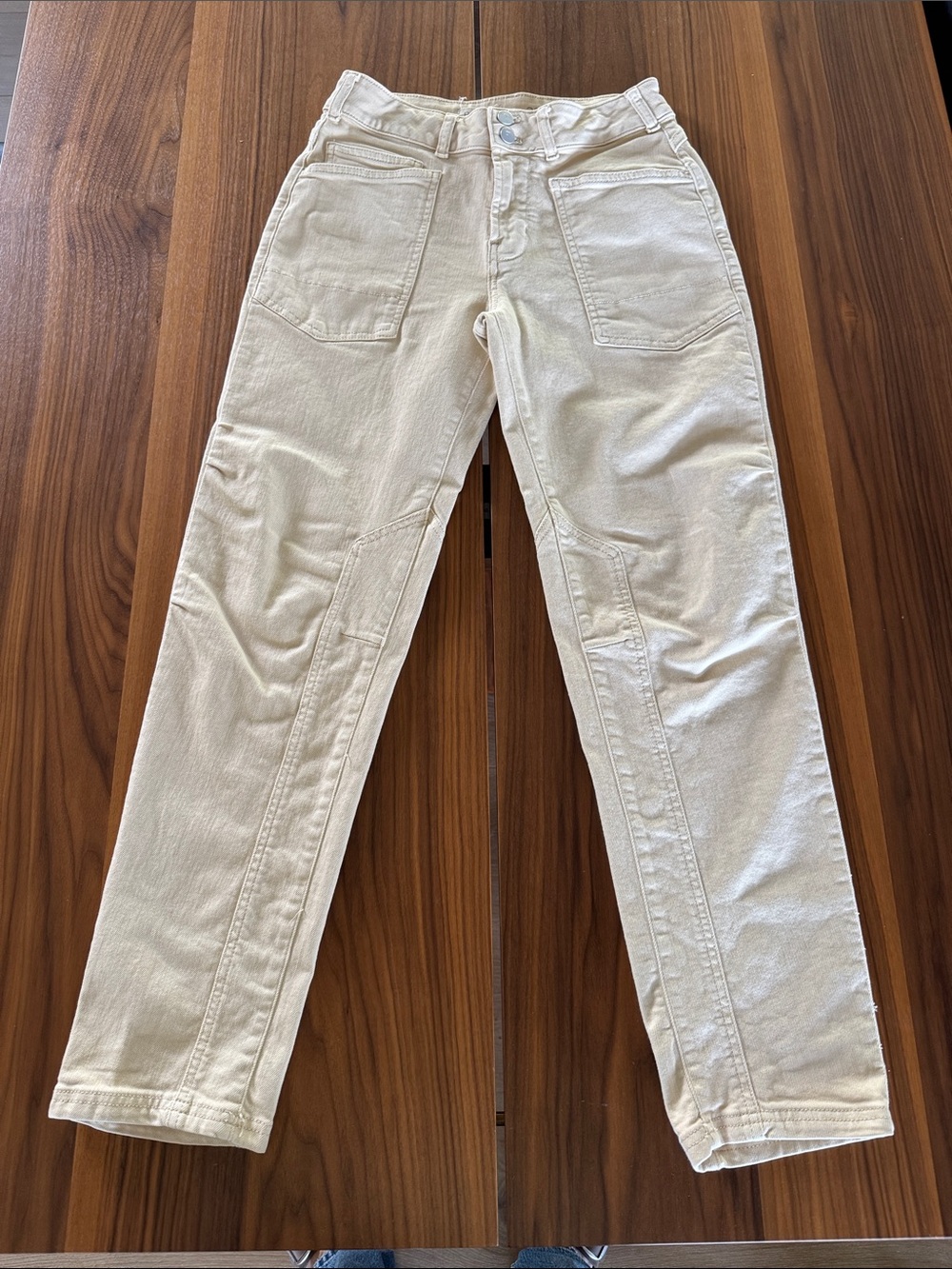 Pilcro Anthropologie  Cream Ecru Straight Leg Utility Jeans Size 26